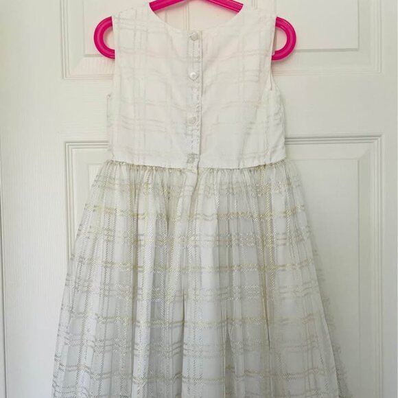 Pastourelle Little Girl's Foil Plaid-Print Dress & Faux Fur Jacket 2-Piece Set - Picture 6 of 6